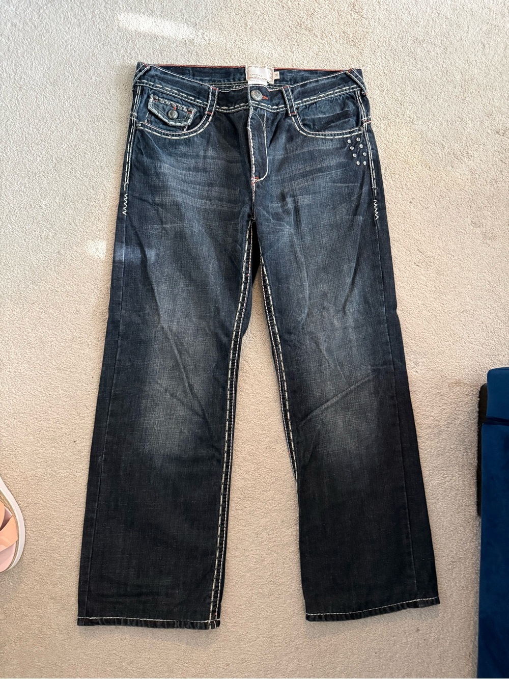Men's Dark Wash Jeans - Blue -